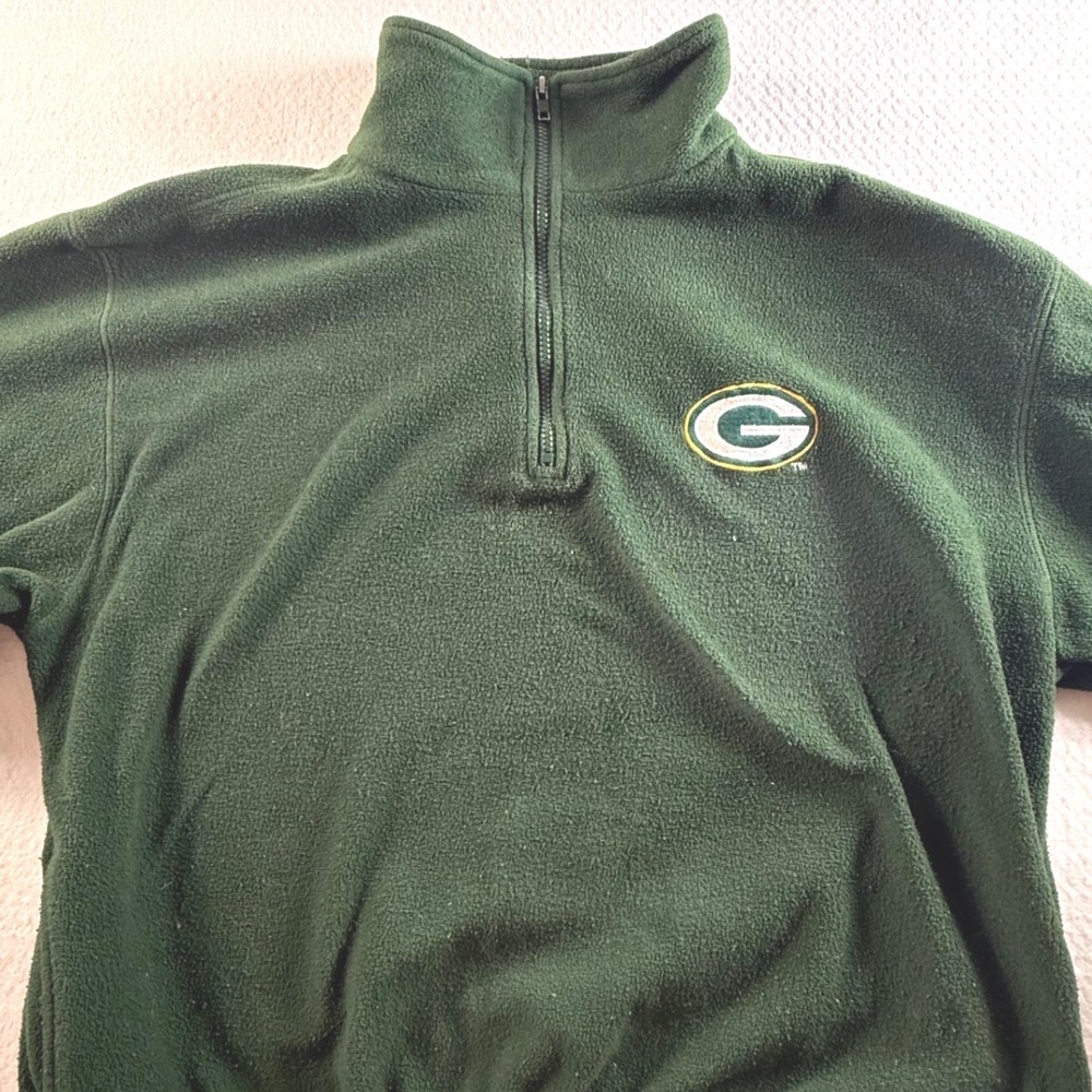 Green Bay Packers 1/4‎ Zip Fleece Pullover Mens Large Oversized Gameday Vintage
